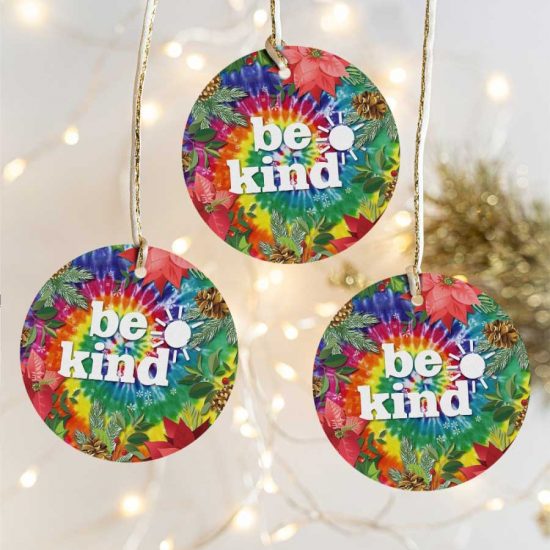 Hippie Style Christmas Be Kind Gifts Ceramic Ornament 1