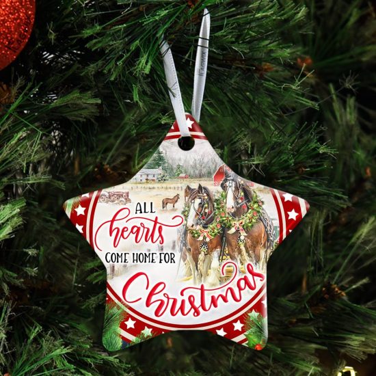 Horse All Hearts Come Home For Christmas Ceramic Ornament 1