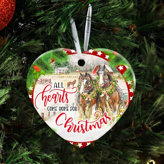 Horse All Hearts Come Home For Christmas Ceramic Ornament 2