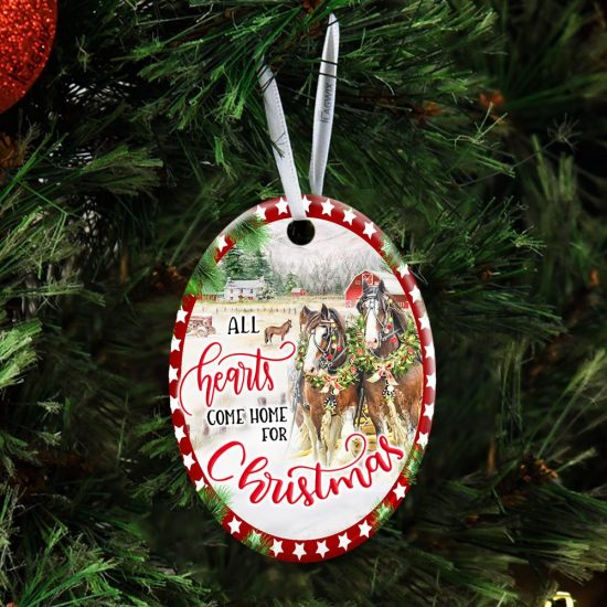 Horse All Hearts Come Home For Christmas Ceramic Ornament 3