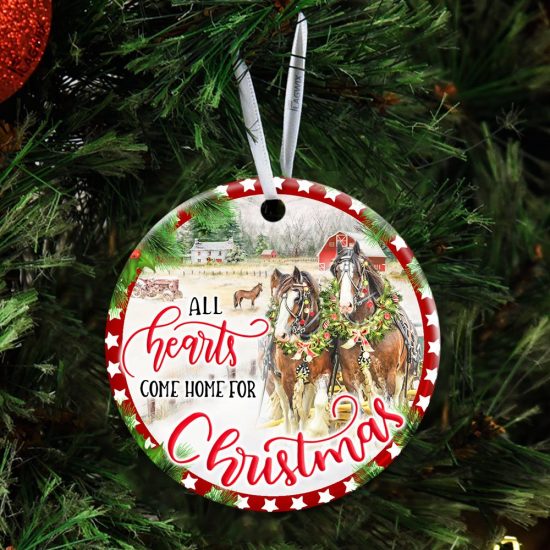 Horse All Hearts Come Home For Christmas Ceramic Ornament 4