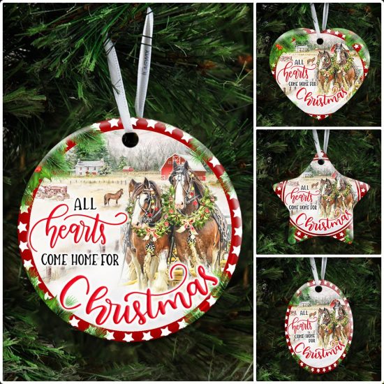 Horse All Hearts Come Home For Christmas Ceramic Ornament 6
