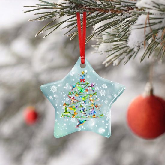 Hummingbird Christmas Tree Ceramic Ornament 1