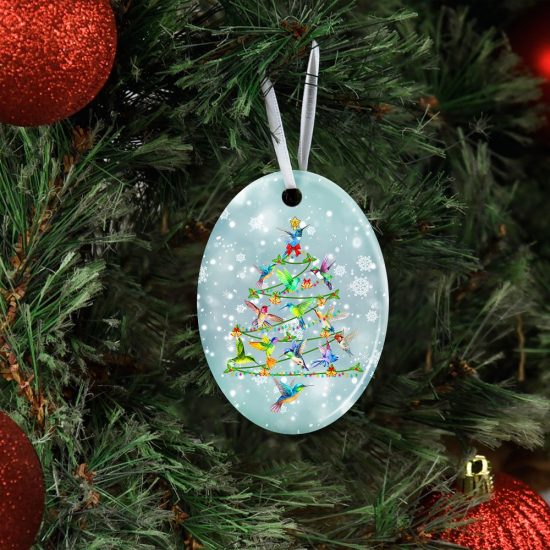 Hummingbird Christmas Tree Ceramic Ornament 3