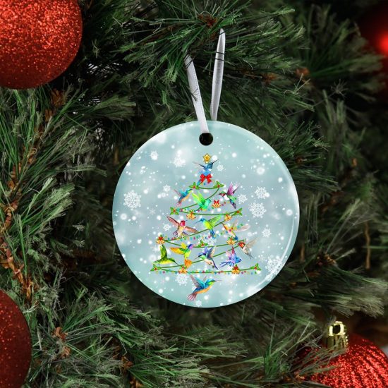 Hummingbird Christmas Tree Ceramic Ornament 4