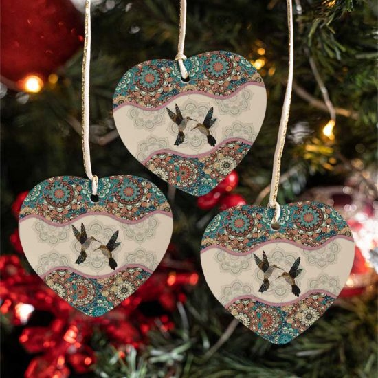 Hummingbird Mandala Flower Freedom Ceramic Ornament 1