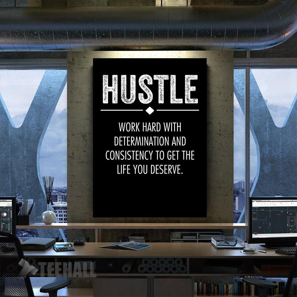 Hustle Definition Grunge Motivational Canvas Prints Wall Art Decor