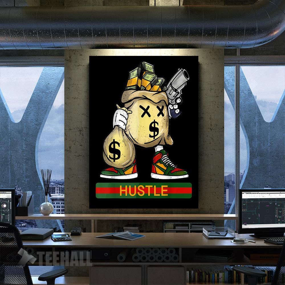 Hustle Money  Motivation Canvas Prints Wall Art Decor
