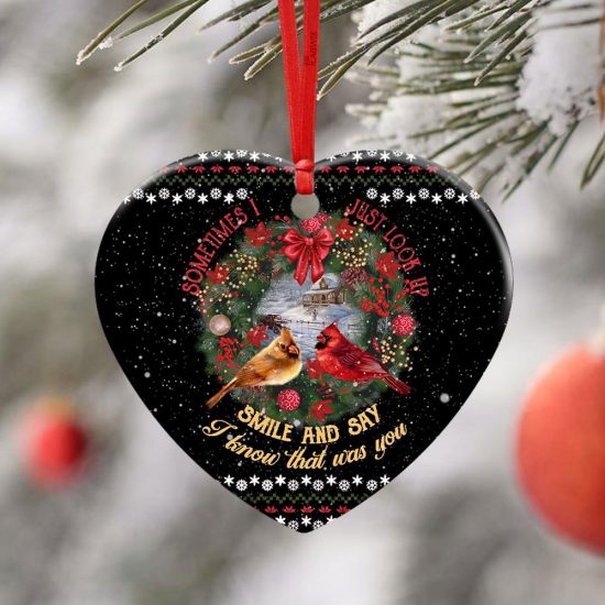 I Know That Was You Red Birds Ceramic Ornament 2