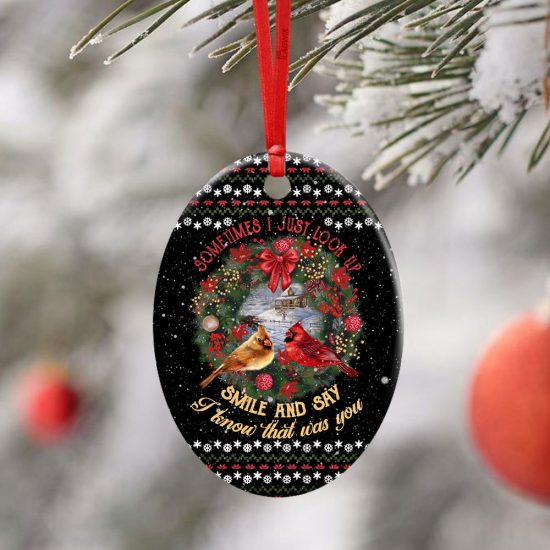 I Know That Was You Red Birds Ceramic Ornament 3