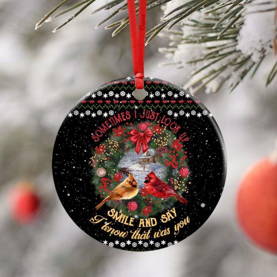 I Know That Was You Red Birds Ceramic Ornament 4