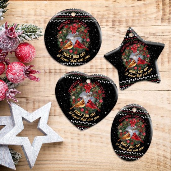 I Know That Was You Red Birds Ceramic Ornament 5