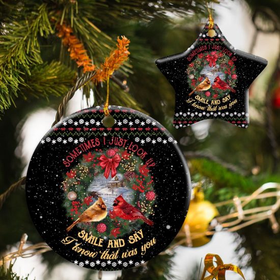 I Know That Was You Red Birds Ceramic Ornament