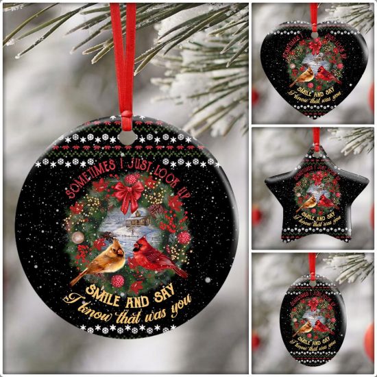 I Know That Was You Red Birds Ceramic Ornament 6