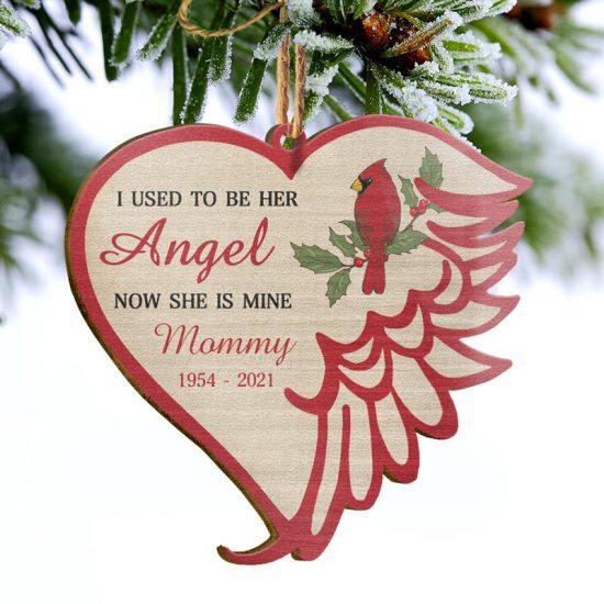 I Used To Be His Angel Memorial Gift Personalized Custom Wooden Ornament 1