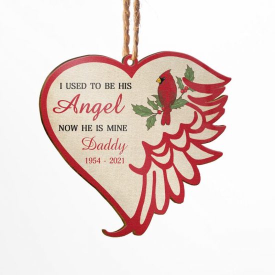 I Used To Be His Angel - Memorial Gift - Personalized Custom Wooden Ornament