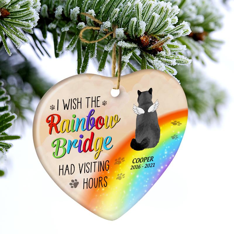 I-Wish-The-Rainbow-Bridge-Had-Visiting-Hours-Cat-Memorial-Gift-Personalized-Custom-Heart-Ceramic-Ornament-2 I Wish The Rainbow Bridge Had Visiting Hours Cat Memorial Gift Personalized Custom Heart Ceramic Ornament 2