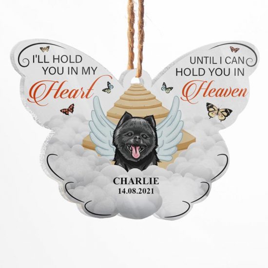 I'll Hold You In My Heart - Dog Memorial Gift - Personalized Custom Butterfly Acrylic Ornament