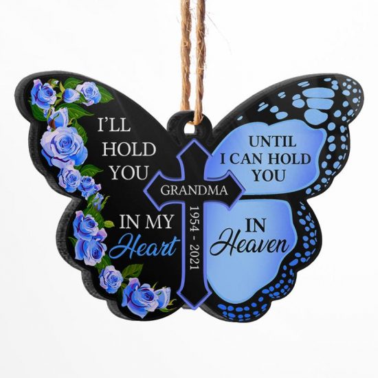 I'll Hold You In My Heart - Memorial Gift - Personalized Custom Butterfly Acrylic Ornament