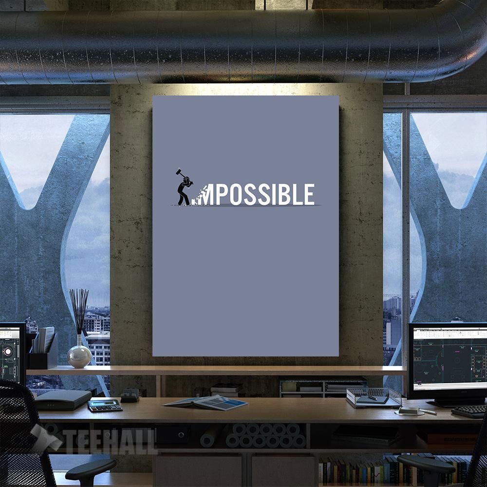 Impossible Is Nothing Motivational Canvas Prints Wall Art Decor