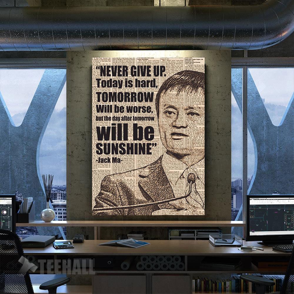 Jack Ma  Never Give Up Motivational Canvas Prints Wall Art Decor