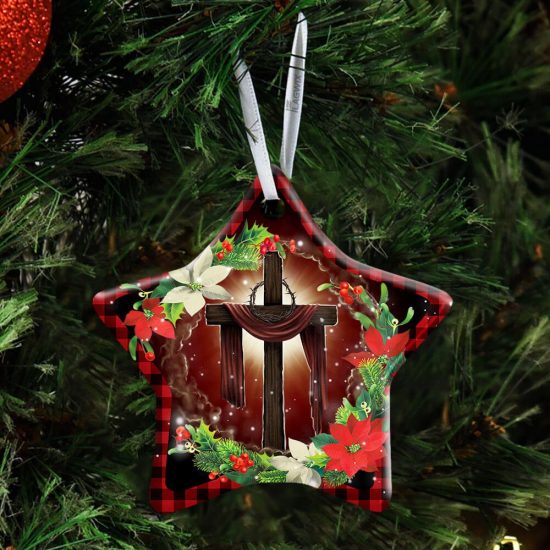 Jesus Christian Cross Christmas Ceramic Ornament - Christian Christmas Ornaments 1 Jesus Christian Cross Christmas Ceramic Ornament 1 2