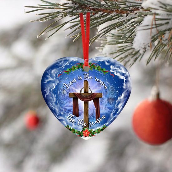 Jesus Christian Cross Christmas Ceramic Ornament 2