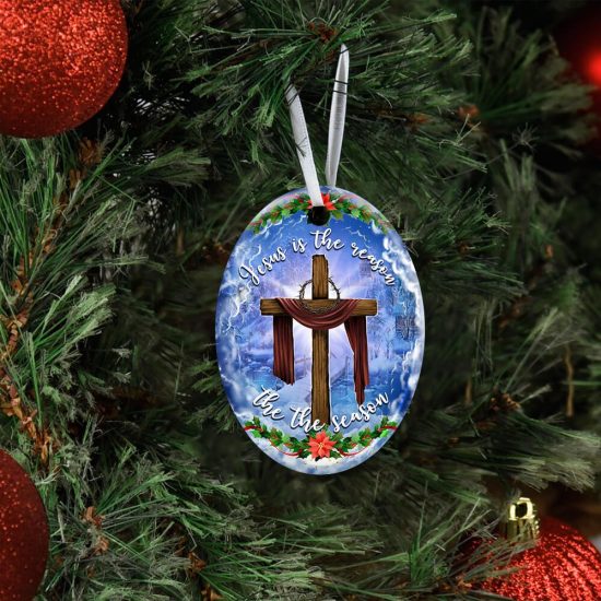 Jesus Christian Cross Christmas Ceramic Ornament 3