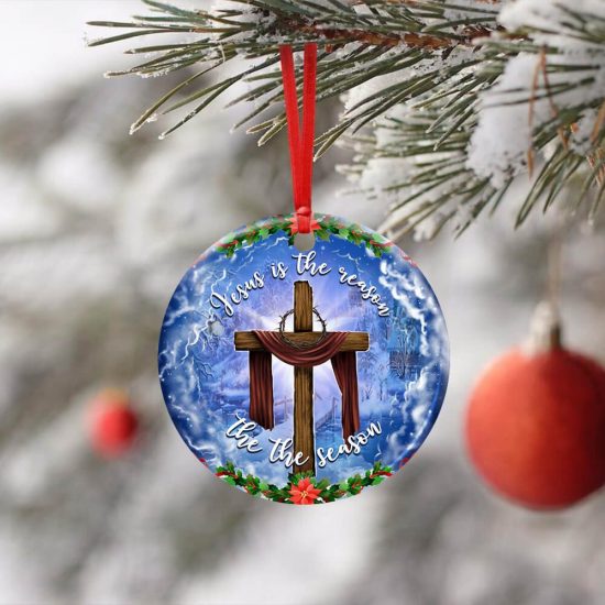 Jesus Christian Cross Christmas Ceramic Ornament 4