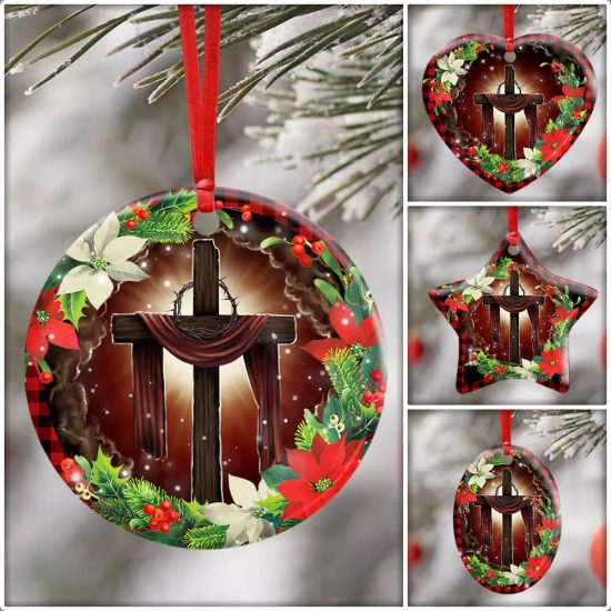 Jesus Christian Cross Christmas Ceramic Ornament - Christian Christmas Ornaments 6 Jesus Christian Cross Christmas Ceramic Ornament 6 2