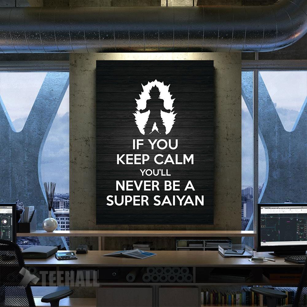 Keep Calm Super Saiyan Motivational Canvas Prints Wall Art Decor