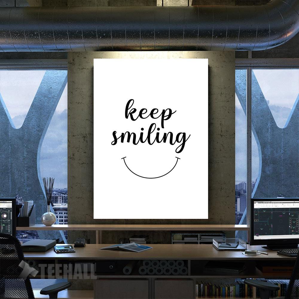 Keep Smiling Quote Motivational Canvas Prints Wall Art Decor