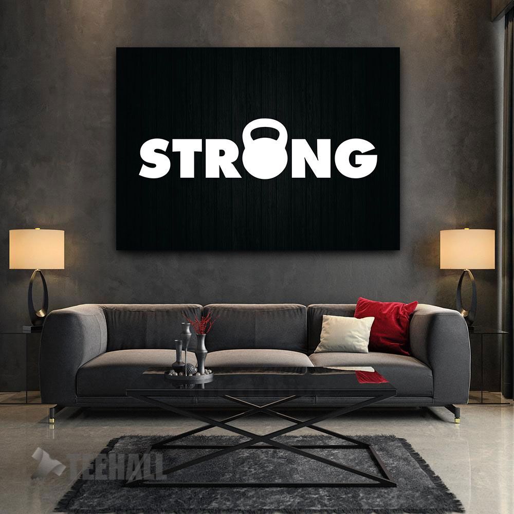 Kettlebell Strong Motivational Canvas Prints Wall Art Decor