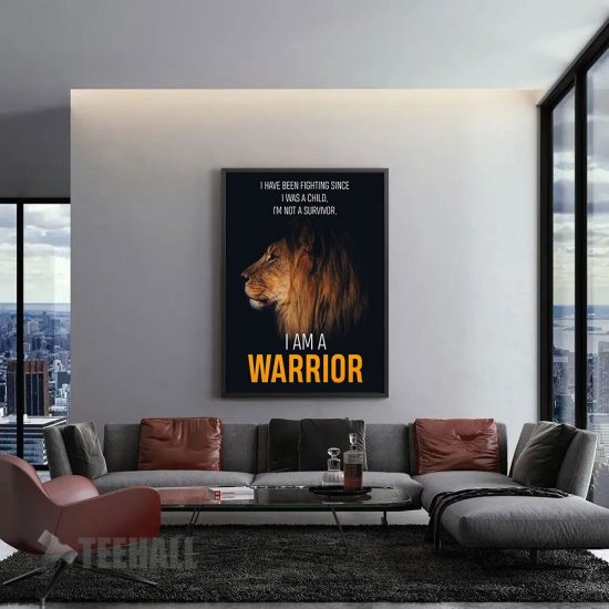 Lion Warrior Motivational Canvas Prints Wall Art Decor 1