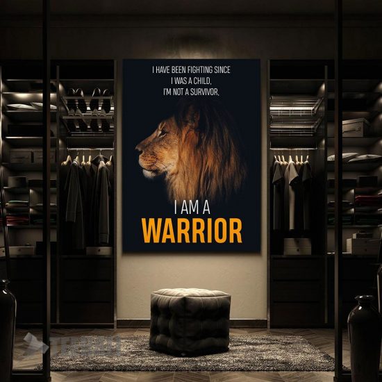 Lion Warrior Motivational Canvas Prints Wall Art Decor 2