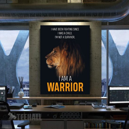 Lion Warrior Motivational Canvas Prints Wall Art Decor