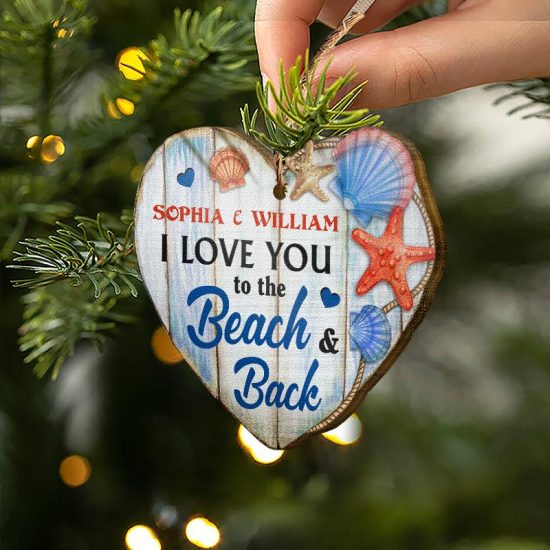 Love You To The Beach Christmas Gift Personalized Custom Wooden Ornament 1