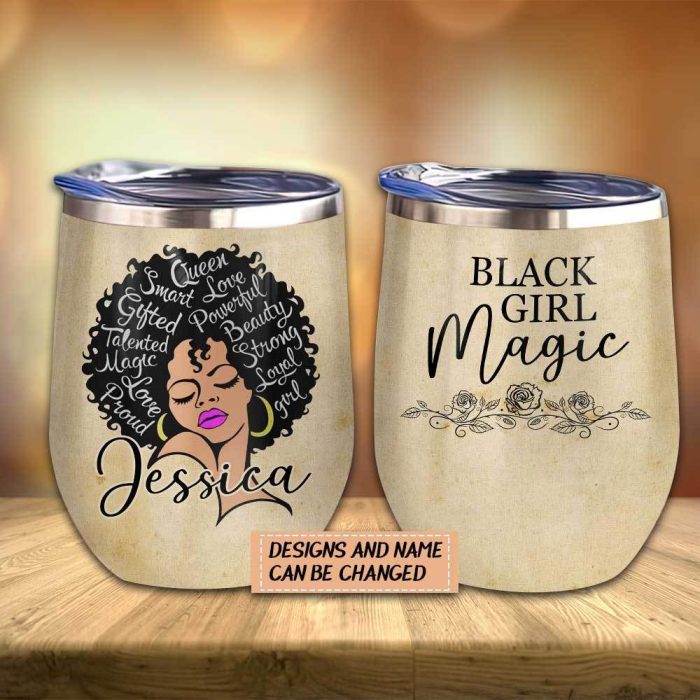 MK Customized Black Girl Magic Wine Tumbler