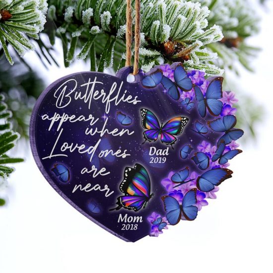 Memorial When Loved Ones Are Near Memorial Gift Personalized Custom Heart Acrylic Ornament 1