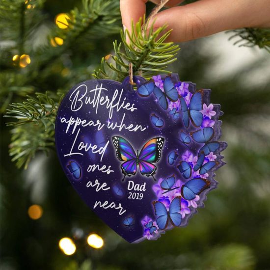 Memorial When Loved Ones Are Near Memorial Gift Personalized Custom Heart Acrylic Ornament 2