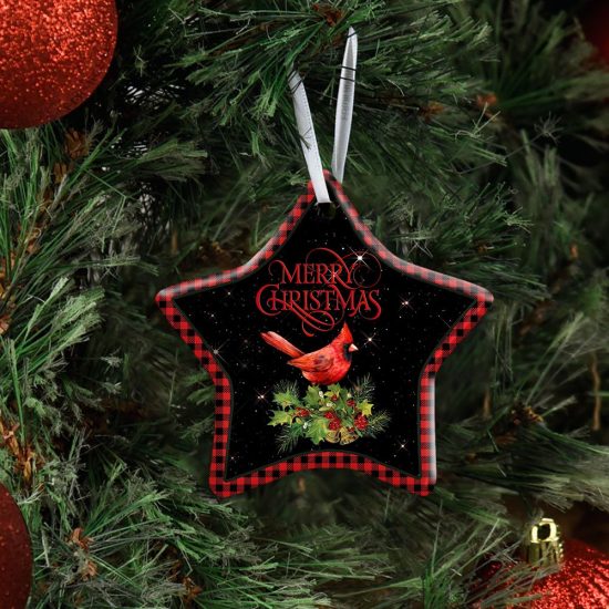 Merry Christmas Cardinal Ceramic Ornament 1