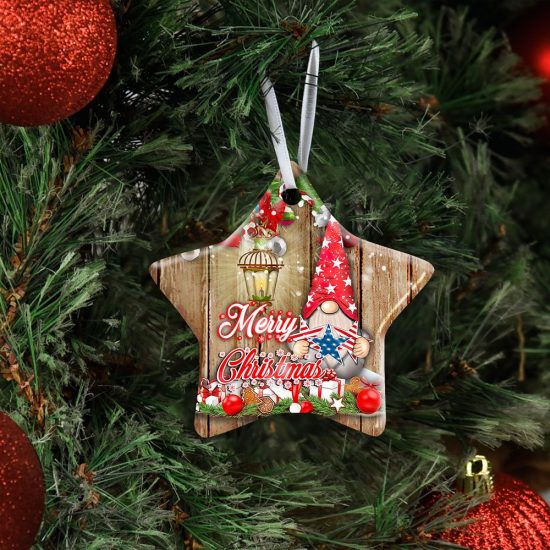Merry Christmas Gnome Ceramic Ornament 1
