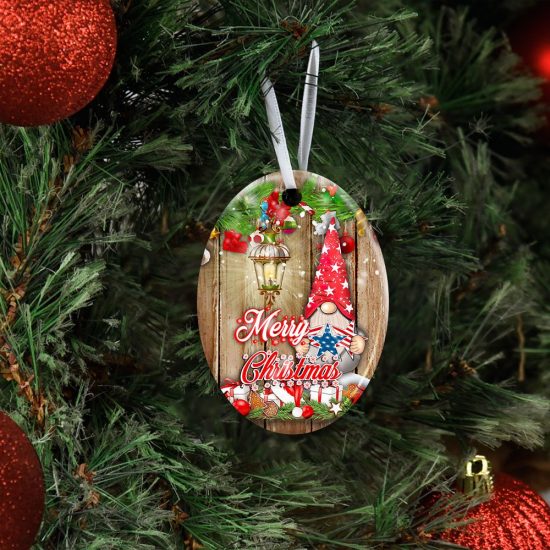 Merry Christmas Gnome Ceramic Ornament 3