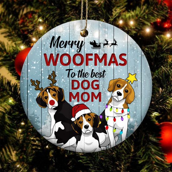Merry Woofmas Beagle Ornament 1