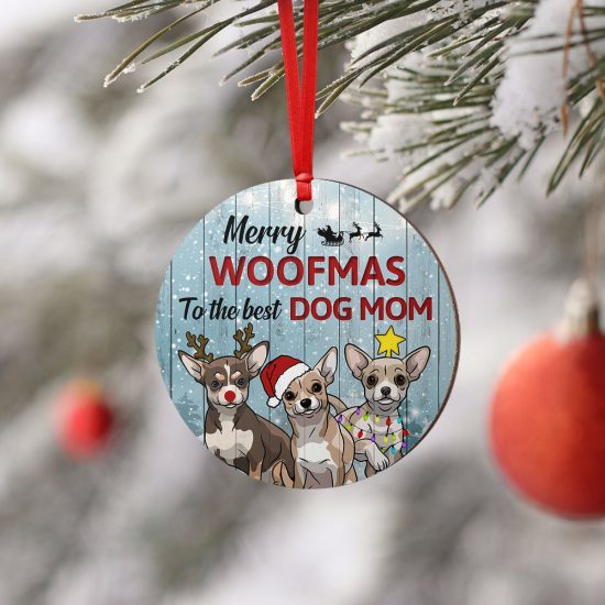 Merry Woofmas Chihuahua Round Ornament