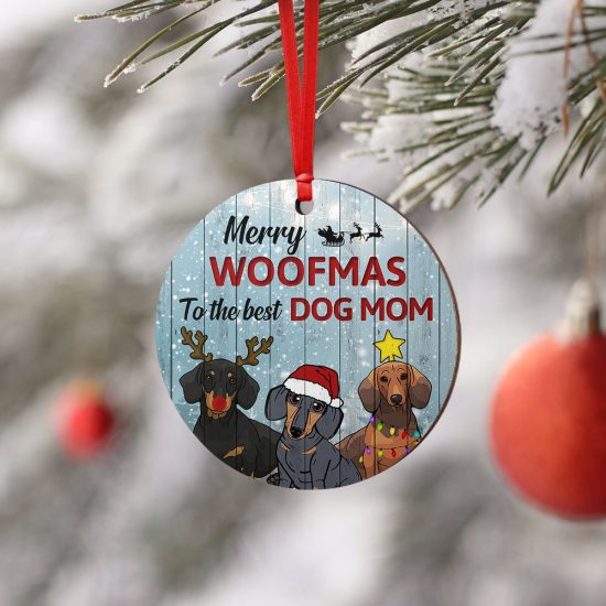 Merry Woofmas Dachshund Round Ornament