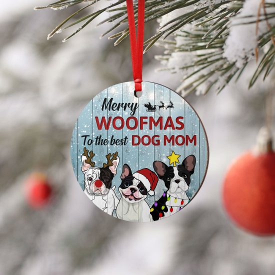 Merry Woofmas French Bulldog Round Ornament