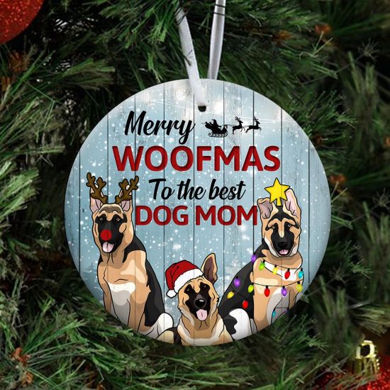 Merry Woofmas German Shepherd Round Ornament 3