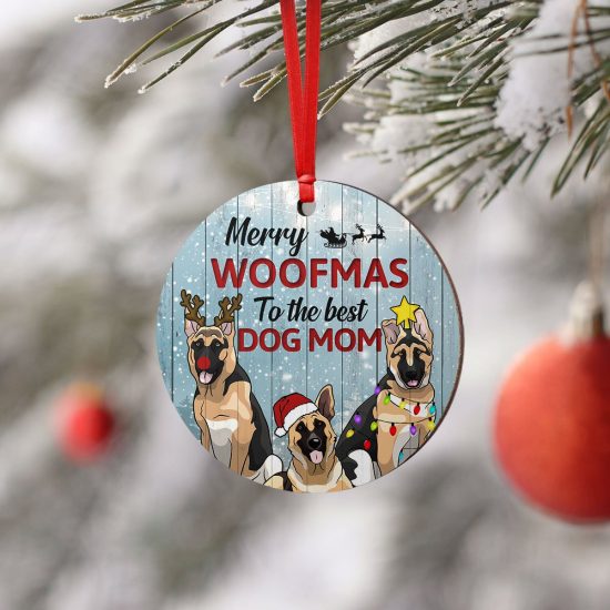 Merry Woofmas German Shepherd Round Ornament