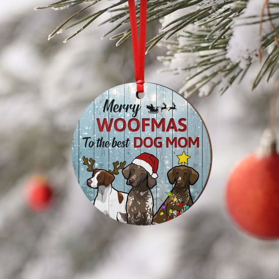 Merry Woofmas German Shorthaired Pointer Round Ornament